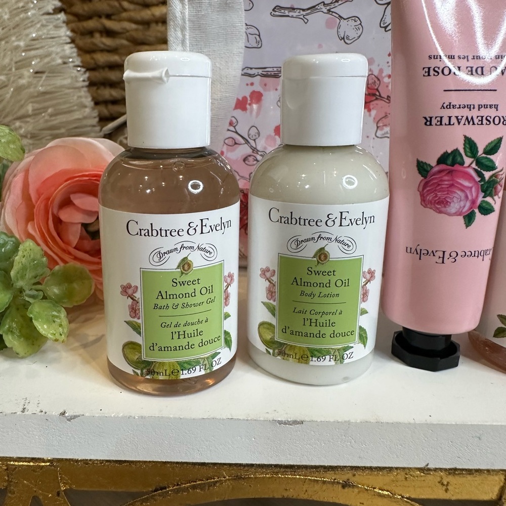 Crabtree Evelyn ROSE WATER SWEET ALMOND OIL lotion shower gel moisturizer gift - Picture 6 of 9